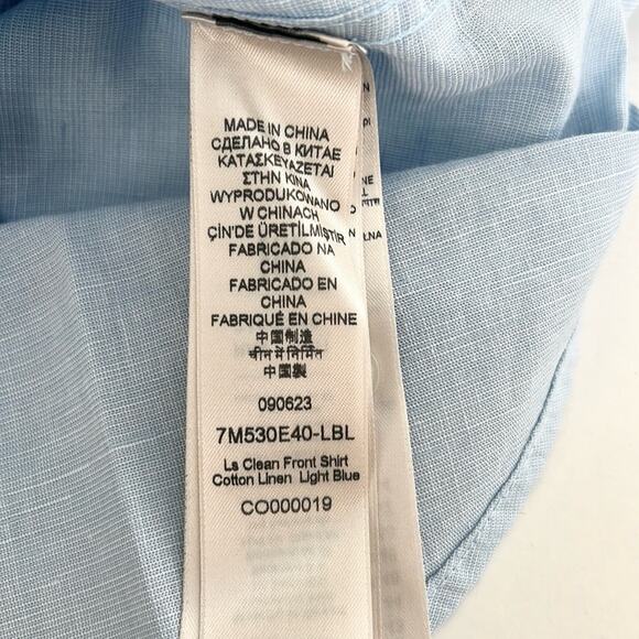 New 7 FOR ALL MANKIND Linen Blend Men’s SIZE XXL Long Sleeve Button Shirt Blue - Picture 8 of 10